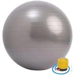 US Sports Gym Ball for Exercise Anti Burst Exercise Ball with Foot Pump for Workout Yoga Ball for Women and Men Swiss Ball for Balance Stability Training, Birthing Ball for Pregnancy - Grey 85Cm