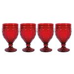 Fitz and Floyd Trestle Glassware Ornate Goblets, 4 Count (Pack of 1), Red