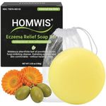 HOMWIS Eczema Soap, Moisturising Soap Bar for Dry Itchy Irritated Sensitive Skin, Dermatitis, Psoriasis & Rashes Relief, Gentle on Face & Whole Body, 100g
