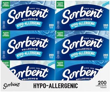 Sorbent Hypo Allergenic White Facial Tissues 200 pack x 12, 2400 counts