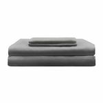 Sheets & Giggles 100% Eucalyptus Lyocell Bed Linen Set, Naturally Cooling, Super Soft, Moisture-WicQueen, Temperature Balancing, Vegan, 3 Pc, Queen, Grey