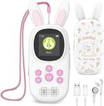 16GB Music MP3 Player for Kids, Cute Bunny Kids Music MP3 Player with Bluetooth, MP3 & MP4 Players with Speaker, MP3 Player with FM Radio, Recordings, Alarm, Pedometer, Stopwatch, Support up to 128GB.