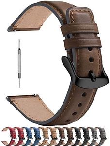 Fullmosa Leather Watch Band 22mm Compatible with Garmin Vivoactive 4/Venu 2,Fossil gen 5e/gen 6,Watch Strap Replacement Bands 22mm,Dark Brown+Black