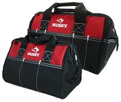 Husky 12 Inch and 15 Inch Water Resistant Tool Bag Multi Pack (2 Piece Storage Bundle)