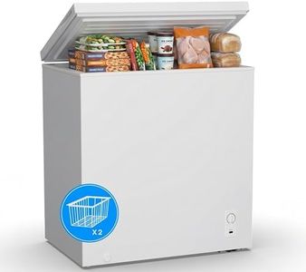 10 Cu.Ft Chest Freezer, Small Compact Deep Freezer with Adjustable 7 Thermostat, 2 Removable Baskets, Energy Saving, Quiet Top Open Door Mini Meat Freezer with LED Light for Garage Outdoor Home Office