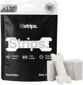 HiStrips High Performance Nasal Strips | Easier Breathing, Less Snoring | Designed for Athletes with Sweat-Proof Adhesive Matrix & Reinforced Lift Band (White, 30 Count)