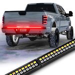 OPT7 60" Redline Double Row LED Tailgate Light Bar w/Amber Turn Signal, Weatherproof Rigid Aluminum Frame Light Bar for Trucks - No Drill Install - Full Function Brake Running Reverse Flashing Light