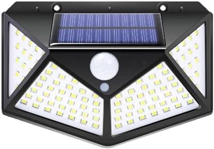 GIGALUMI GW-601 100 LED Solar Wall Light with 5.5V Panel BIS Approved 800mAh Battery 120° Wide Angle Wireless Motion Sensor IP65 Rated Security Lamp for Yard Fence Decor (Pack of 4, Cool White)