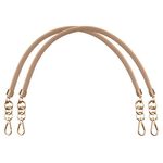 BEAULEGAN Leather Handbag Handles - Short Strap Replacement for Shoulder Bags 2 PCS, 60 cm Long (Khaki/Gold)