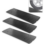 Pyle Car Driveway Adjustable Curb Ramps - 3 Pack Heavy Duty Rubber Threshold Ramp Kit Set - Also for Loading Dock, Garage, Sidewalk, Truck, Scooter, Bike, Motorcycle & Wheelchair Mobility - PCRBDR23