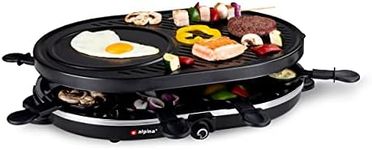 alpina Raclette Grill - Electric Table Grill - with Pans and Spatulas - 1200 Watt - 8 People - Black