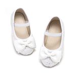 Kiderence Little Toddler Girls Dress Shoes Ballerina Ballet Flats Kids White Mary Janes Size 5