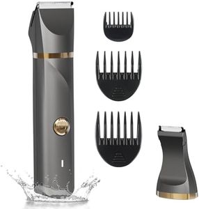 RAXMETRY Pubic Hair Trimmer Women Bikini Trimmer Electric Shaver Razor for Bikini Armpit Legs Groin Hair Removal Body Hair Trimmer, Rechargeable Waterproof for Wet and Dry Use，Gray&Gold