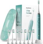 Aquasonic Vibe Series Ultra-Whitening Toothbrush – ADA Accepted Power Toothbrush - 8 Brush Heads & Travel Case – 40,000 VPM Motor & Wireless Charging - 4 Modes w Smart Timer – Mint Green Metallic