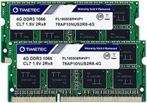 Timetec 8GB KIT(2x4GB) DDR3 1066MHz PC3-8500 Non-ECC Unbuffered 1.5V CL7 2Rx8 Dual Rank 204 Pin SODIMM Laptop Notebook PC Computer Memory RAM Module Upgrade (8GB KIT(2x4GB))