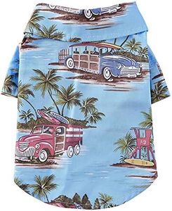 Tangpan Hawaiian Beach Coconut Tree Print Dog Shirt Summer Camp Shirt Clothes (XL-18#, Light Blue)