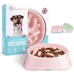 Purrfects Slow Feeder Dog Bowl (Candyfloss Pink) - Anti Choke, Anti Bloat - Dog slow feeder dog feeders to slow feeding dog bowls