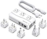 BESTEK 250W Power Converter International Step Down Voltage 220V to 110V Travel Converter with 3 AC Outlets 4 USB Including US/AU/EU/UK//India/South Africa Plug Adapter (White)