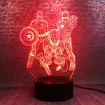 3D Night Light Illusion Light Avengers Iron Man 3D Night Lights Led 7 Color Change Light Miracle Spiderman Captain America Figure Toys