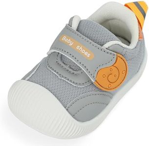 MK MATT KEELY Zapatos Bebé Niño Niña Primeros Pasos Zapatillas Malla Transpirable Ligero con Suela Suave Antideslizante,Gris,21 EU