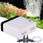 VAYINATO® CT-404 | 8W | 2.8L/Min*4 Air Volume Adjustable Aquarium Oxygen Air Pump with Air Tube and Air Stone for Aquarium Fish Tank (4 Outlet) by Petzlifeworld