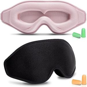 Sleep Mask for Men & Women, Sleep Eye Mask, 3D Eye Mask for Sleeping with Adjustable Strap, BeeVines Night Sleep Blindfold, Blackout Eye Covers for False Eyelash Extensions Yoga Travel (Black & Pink)