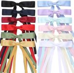 Slevaty Hair Bows Set: 12 PCS Ribbon Bowknot Clips and Barrettes with Long Tails for Women and Girls (12 Color Mixing)