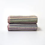 Odyssey 100% Recycled Cotton Bath Towel Set - Multi Coloured Remnant Yarn Stripe, Absorbent, Quick Dry, 2 x Bath Towels 70 x 120cm, Lightweight 400GSM