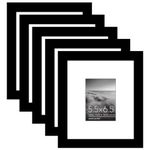 Americanflat 5.5x6.5 Picture Frame Set of 5 in Black - Use as 2.5x3.5 Picture Frame with Mat or 5.5x6.5 Frame Without Mat - Picture Frames Collage Wall Decor with Plexiglass Cover and Easel