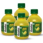 Gusto Foods Yellow Lemon Juice Concentrate - Pack of 4 (800ml) | Equivalent to 80 Lemons | Pocket Bottle Hassle Free | Ideal for daily use in Cooking & Beverages | Lemon Zest in Every Drop