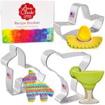 Cinco de Mayo Cookie Cutters 3-Pc Set Made in USA by Ann Clark, Pinata, Sombrero, Margarita Glass