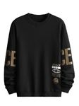 TAGAS Men Satellite & Letter Graphic Drop Shoulder Sweatshirt || Sweatshirt for Mens ||MSS-3-BLACK-L