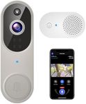 Guggre 1080P Video Doorbell Camera, Smart AI Human Detection, Cloud Storage, Chime Included, 2-Way Audio, IR Night Vision, Wide-Angle Lens, Live View, Indoor/Outdoor Surveillance (Linen)