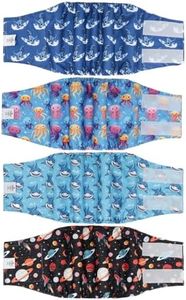 CuteBone Dog Diapers Male 4 Pack Puppy Wraps Reusable Doggie Belly Bands for Male Dogs Small Medium Large