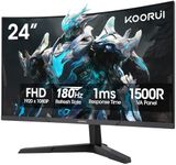KOORUI 24 inch Curved Gaming Monitor 180Hz FHD 1080P Computer Monitor, 1ms 1500R Display, Adaptive Sync, FreeSync Premium, HDMI 2.0X2 & DP 1.2, VESA, Tilt, 24E6CA