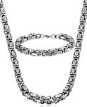 Jstyle Stainless Steel Male Chain Necklace Mens Bracelet Jewelry Set, 8mm Wide, 8.5 Inch Bracelet, Stainless Steel