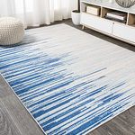 JONATHAN Y Linear Modern Half-Stripe Blue/Cream 3 ft. x 5 ft. Area Rug, Vintage, Easy Cleaning, For Bedroom, Kitchen, Living Room, Non Shedding