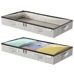 Underbed Storage, Under Bed Storage Box with Lid, Under Bed Storage Bags with Sturdy Sidewalls/Bottom for Clothes, Duvets, Comforters, Blanket, Bedding. Reinforced Handle with PVC Window, 2Pack