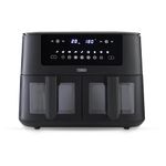 Tower T17151 Vortx Dual Basket Air Fryer with Vizion Viewing Windows, 9 Preset Functions, 8L, 3040W, Black
