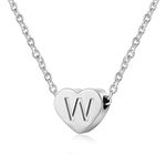 AFSTALR Letter Initial Necklace Silver Women Girls Personalized Tiny Initial Alphabet Love Choker Necklace Gifts, Silver Letter W Necklace