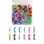 Stiesy 120pcs/box 12 Colors Eyeglass Chain Ends Ring Connector Multicolor Adjustable Spectacle Anti-Slip Ends Retainer Eyeglass Strap Holder Loop for Eyeglasses Chain, 12 Color-120pcs, 21x4.5mm