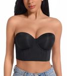 HACI Strapless Bras Longline Full Figure Underwire Corset Top Anti Slip Bra for Women's(Black,38DDD)