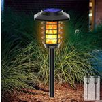 Homehop Garden Solar Light Outdoor 48LED Waterproof Flickering Flame Lamp for Garden, Balcony, Gates, Lawn, and Home Decor with Two Lighting Modes (ABS, Pack of 2)