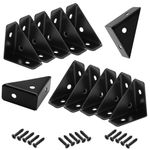 Angle Corner Bracket for Wood, Heavy Duty Shelf Metal Brackets Triangle Right Angled Corner Brace Universal Furniture Corner Connector Furniture Fastener Joint, Black(12 Pcs, Medium)