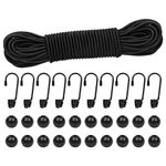 1/6" Bungee Cord, 33 Feet Elastic Bungee Cords with 30pcs Hooks, Shock Cord for Kayak Tarp Luggage Camping Accessories, Fitness Indoor&Outdoor Activities (1/6" x 33')