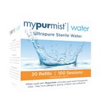 Mypurmist Ultrapure Sterile Water for Personal Steam Inhalers - Cleanest water vapor, free from allergens, irritants and pollutants - Double distilled + ultra-filtered - 20 Refills|Up to 100 Sessions