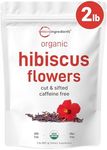 Micro Ingredients Organic Hibiscus Flowers, 2lbs (450+cups) | Flor de Jamaica, Loose Leaf Tea for Hibiscus Tea Bags | Cut & Sifted Dried Leaves | Caffeine Free, Non-GMO, No Sugar