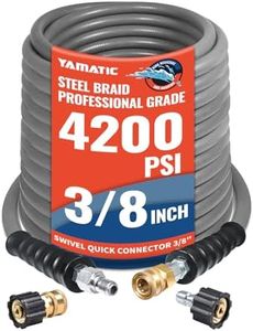 YAMATIC 3/8" Non-Marking Pressure Washer Hose 100 FT, Swivel Quick Connect