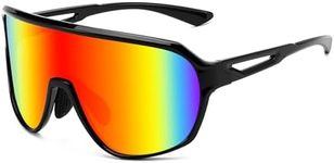 FEISEDY Sports Sunglasses for Men and Women,Oversized One Piece Reflective Lens Cycling Sunglasses B0178