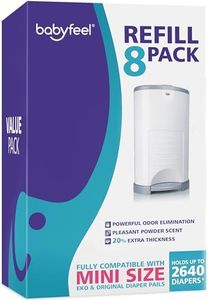 Babyfeel Refills Compatible with DEKOR MINI Diaper Pails | 8 Pack | Exclusive 20% Extra Thickness | Diaper Pail Refills with Powerful Odor Elimination | Powder Scent | Holds up to 2640 Diapers